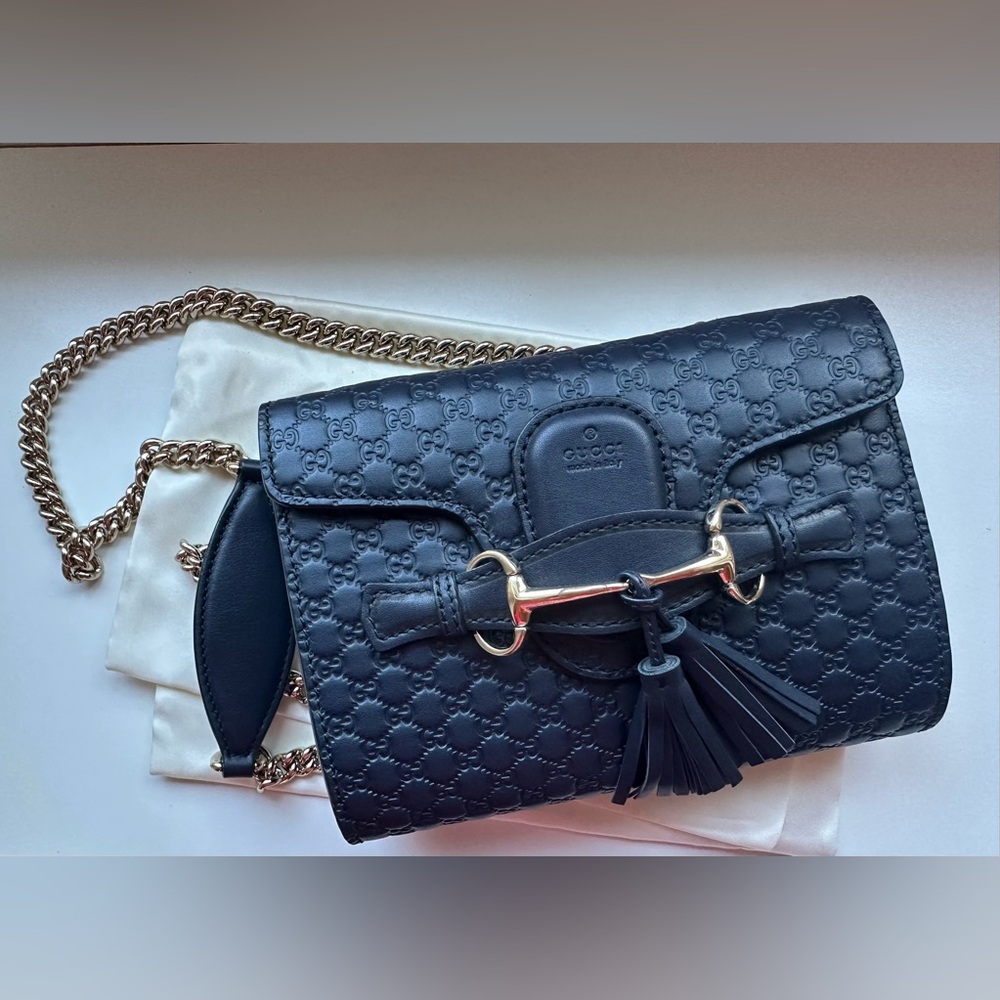 ✨AUTHENTIC✨ Navy Guccissima “Emily” Crossbody Bag